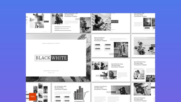 Black &amp; White PowerPoint Templated w/ Simple PPT Backgrounds